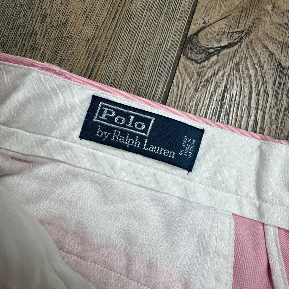 Polo Ralph Lauren Mens Chino Pants Pink Cotton Straight Leg 31x30 - Picture 5 of 10